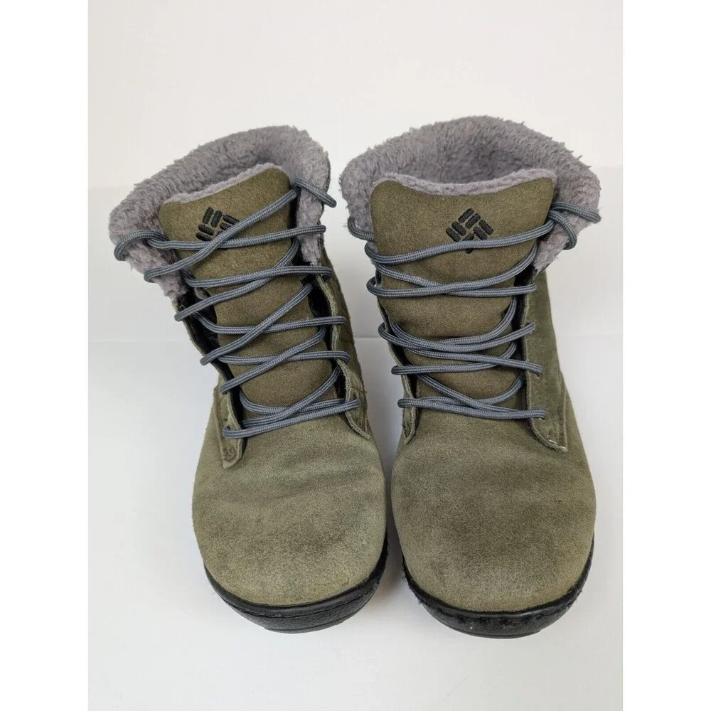 COLUMBIA Powder Summit Shorty Wool Women's Green Waterproof Winter Boots Size 6